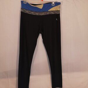 Reebok Ladies Ankle Length Black with Blue & Lime Green on Waist